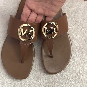 Michael Kors Luggage Brown Leather Sandal